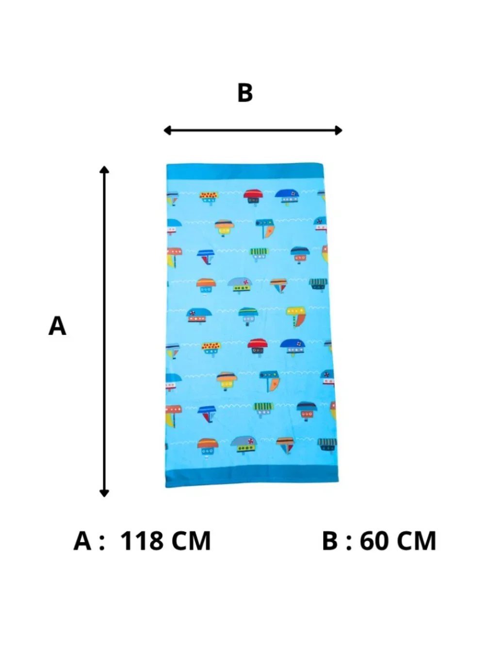 Kids Blue Nautical Boats Quick Dry Beach Towel 118x60 cm Microfiber
